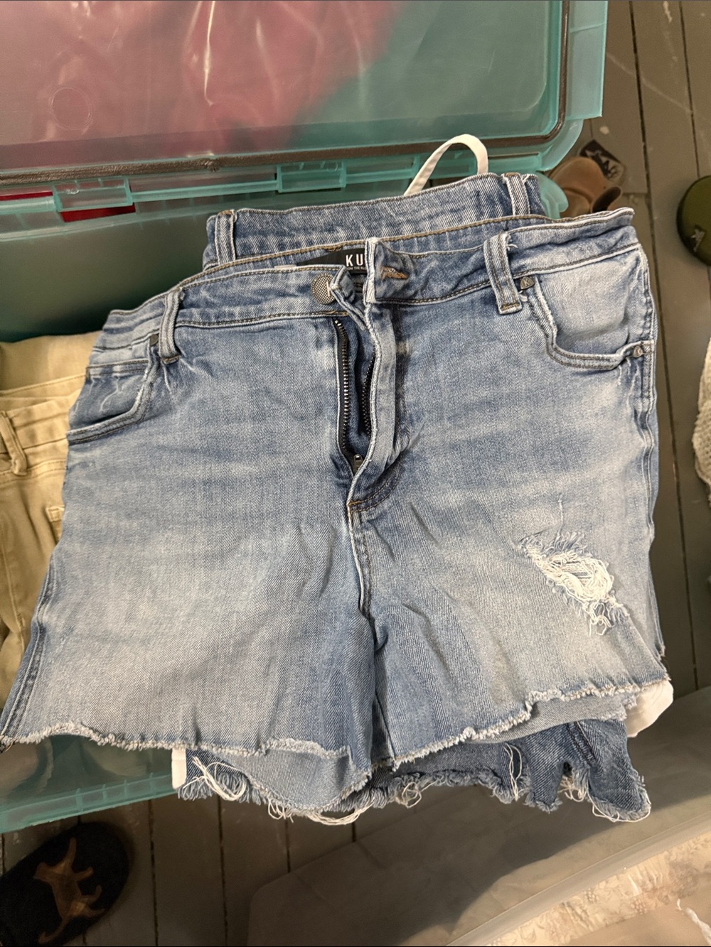 Kut from the Kloth Light Wash Distressed Denim Shorts